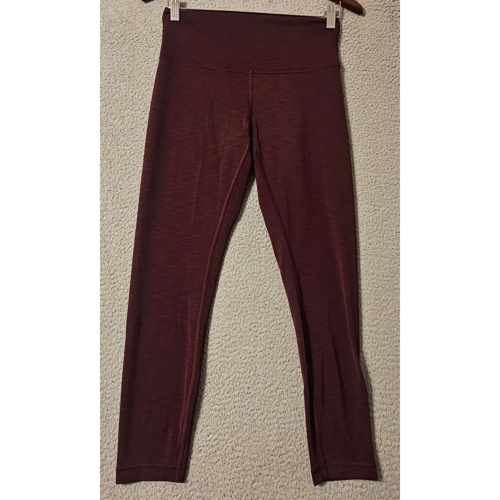 Lululemon Wunder Under High-Rise Tights 25" Burgundy Heathered Leggings Size 8